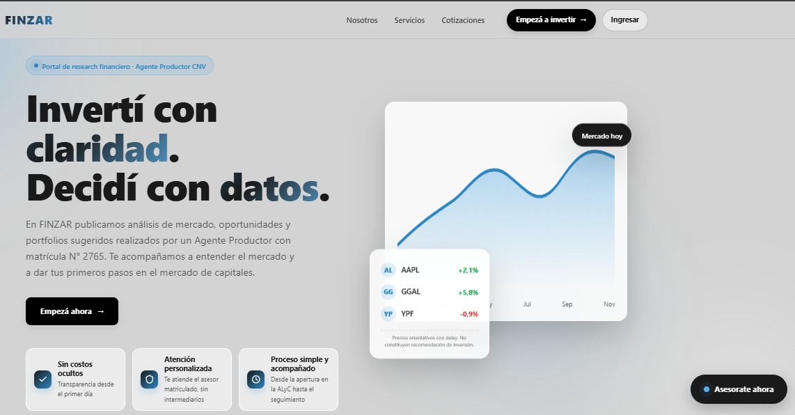 FINZAR: financial advisor platform — screenshot 1
