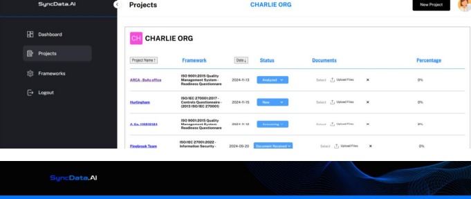 Sync Data AI Compliance Platform Screenshot 1